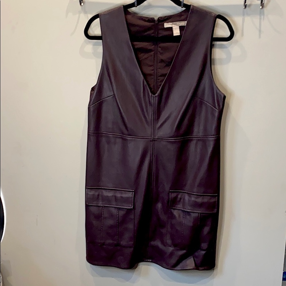 Burgundy Faux Leather shift dress Small